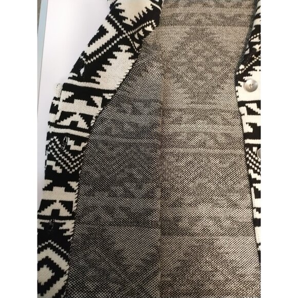 CHAPS Sweater Vest Button Up Black Ivory Southwest Aztec Cotton Knit - Large - Picture 3 of 8